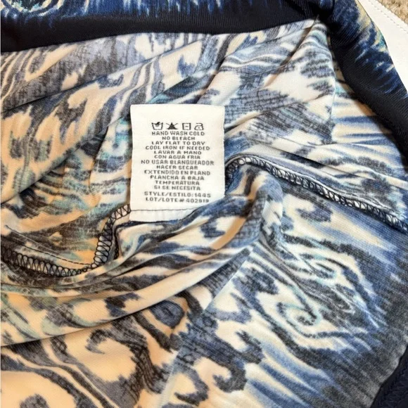 R&M Richards Blue Ikat Empire Waist Midi Dress 18 Resort Cruise Vacation Summer - Picture 9 of 9